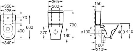 Унитаз компакт Roca The Gap 34273700H без бачка и сиденья 