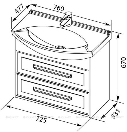 Тумба с раковиной Aquanet Остин 75 белый 