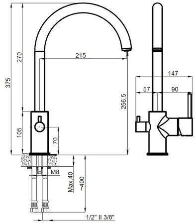 Смеситель для кухни Azario Tasco AZ-15164421 Хром 