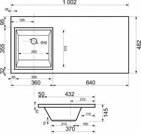Тумба с раковиной Эстет Dallas Luxe 100 напольная, 3 ящика, L 
