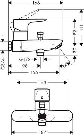 Смеситель Hansgrohe Talis E 71741000 для ванны с душем 