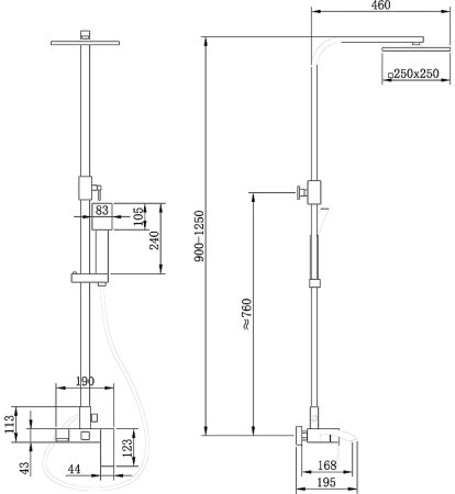 Душевая система Abber Wasserfall AF8616B Черная матовая 