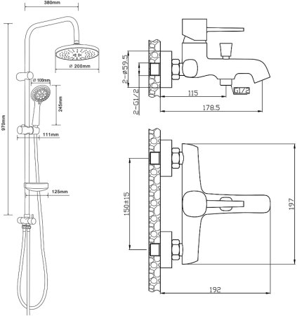 Душевая система Orange Karl M05-933w Белая 