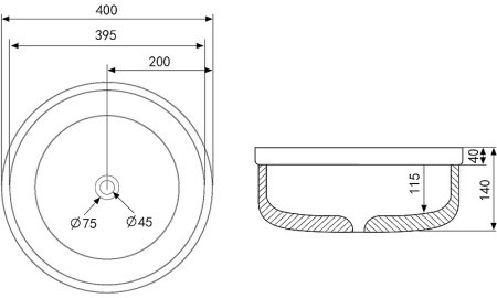 Раковина-чаша Abber Bequem 40 AC2103MB Черная матовая 