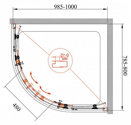 Душевой уголок Cezares ECO-O-RH-2-100/80-C-Cr стекло прозрачное 
