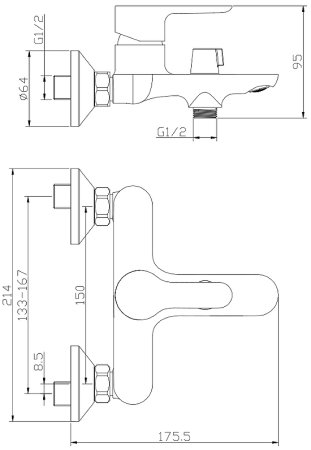 Смеситель для ванны Olive's Toledo 18201TD Хром 
