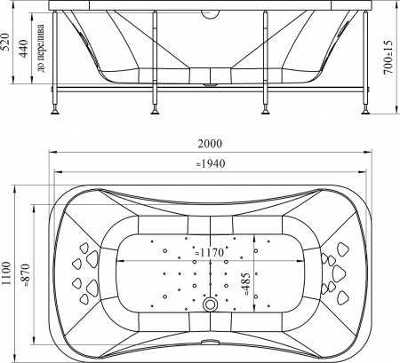 Акриловая ванна Радомир Лион Комфорт Gold 