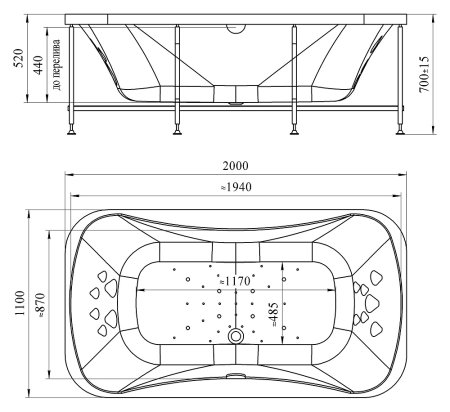 Акриловая ванна Радомир Лион Комфорт Gold 