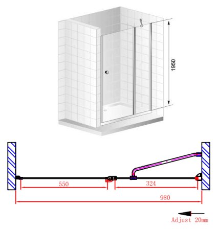 Душевая дверь в нишу Cezares Elena B12 100 P Cr R 