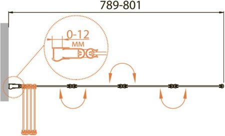 Шторка на ванну Cezares Relax V-4-80/140-C-Bi стекло прозрачное 