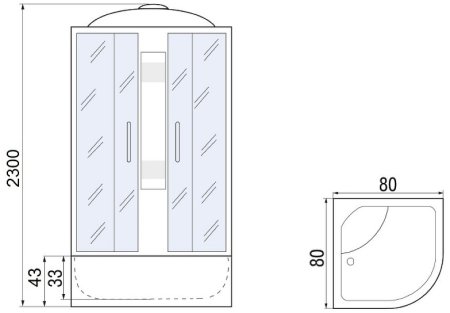 Душевая кабина River Nara XL 80x80 МТ 10000006214 без гидромассажа 