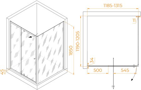 Душевой уголок RGW PA-32 (PA-02 + Z-050-1) 1200x1200 