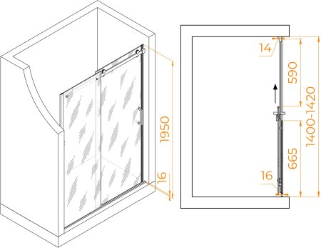 Душевая дверь RGW TO-14B 1400 