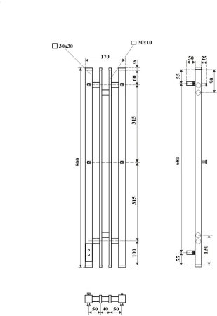 Полотенцесушитель электрический Point Фрея PN20728B П2 140x800 диммер слева, черный 
