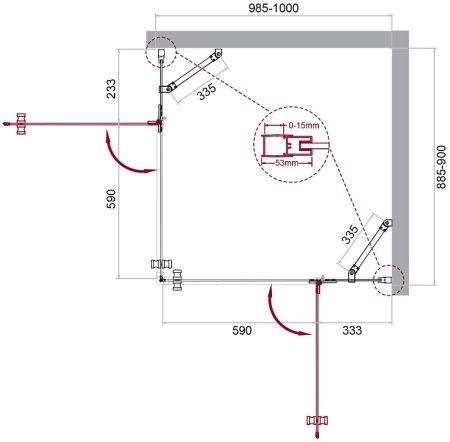 Душевой уголок BelBagno Kraft 100х90 KRAFT-AH-22-100/90-C-Cr-R профиль Хром стекло прозрачное 