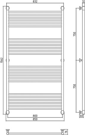 Полотенцесушитель водяной Сунержа Богема+ 150x80 прямая 