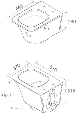 Унитаз Boheme Mirage 965-W подвесной без сиденья 