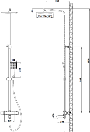 Душевая система ESKO Singapore black с термостатом (STT5054 BL) 