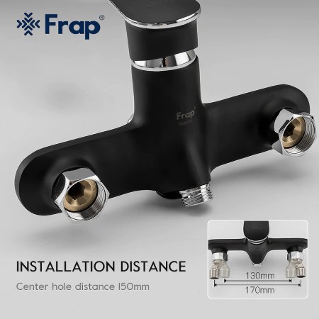 Смеситель для ванны Frap H49-6 F2249-6 универсальный Черный матовый Хром 