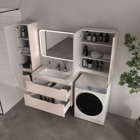 Тумба подвесная STYLE LINE "Марелла 90" (2 ящ.) Люкс Плюс антискрейтч карамель с раковиной Марелла Люкс 900х400 
