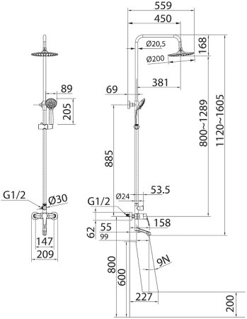 Душевая система Milardo Sterm STESB3FM06 Хром глянцевый 