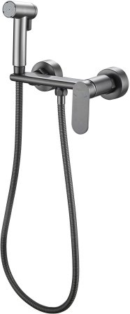 Гигиенический душ со смесителем Haiba оружейная сталь (HB5516-3) 