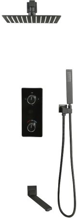 Душевая система ALMAes Tiber TVZ-8805 с термостатом Черная матовая 