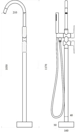 Смеситель для ванны Black&White Universe UK8320B 8320BUK Черный матовый 