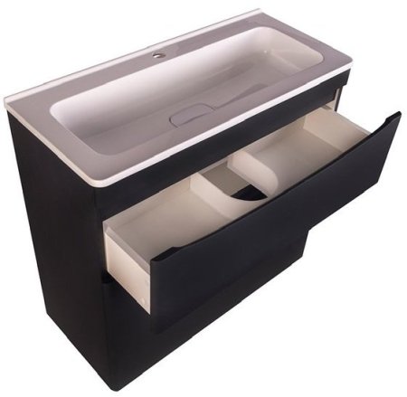 Тумба напольная "Бергамо мини 90" (2 ящ.) Люкс антискрейтч черный, PLUS 