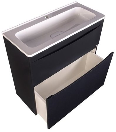 Тумба напольная "Бергамо мини 90" (2 ящ.) Люкс антискрейтч черный, PLUS 