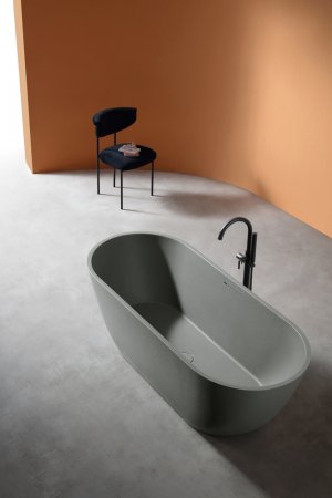 Ванна из искусственного камня ABBER Frankfurt AM9941MLG светло-серая матовая 