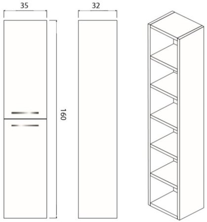 Шкаф пенал Creto Ares 35 50-1035B подвесной Beton 