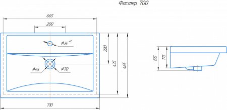 Тумба с раковиной Onika Легран 70.13 дуб галифакс 