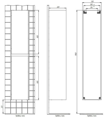 Шкаф пенал Creto Etna 35 4-1035S подвесной Soft 