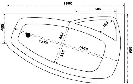 Акриловая ванна Creto Madison 160х95 L 22-1113 без гидромассажа 