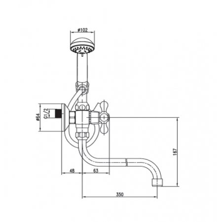 Смеситель для ванны Landberg LB-98909A-2L Хром 