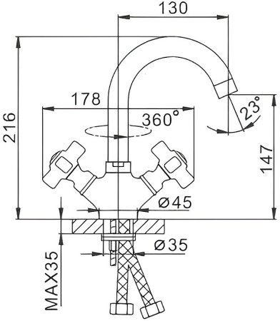 Смеситель для раковины Frap H18 F1318 Хром 