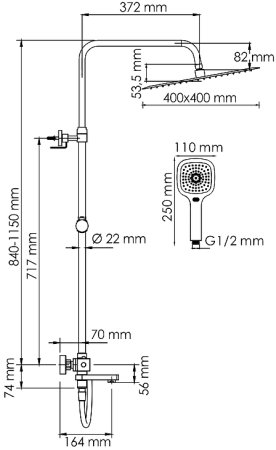 Душевая система WasserKRAFT A199.119.065.087.CH Thermo с термостатом Хром 