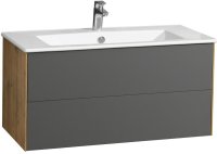 Тумба под раковину Aquaton Сохо 100 1A258201AJA00 подвесная Дуб веллингтон Графит софт