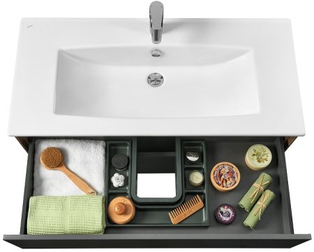 Тумба под раковину Aquaton Сохо 100 1A258201AJA00 подвесная Дуб веллингтон Графит софт 