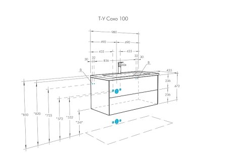Тумба под раковину Aquaton Сохо 100 1A258201AJA00 подвесная Дуб веллингтон Графит софт 
