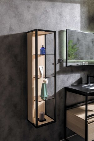 Пенал Armadi Art Loft высокий light wood полки стекло 896-L 
