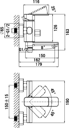Смеситель D&K Altportel Rhein DA1333201 для ванны с душем 