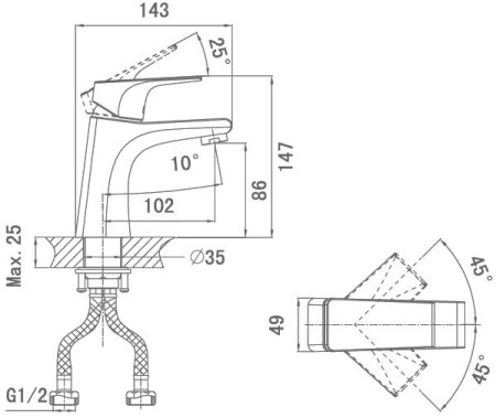 Смеситель D&K Hertz Rhein DA1292101 для раковины 