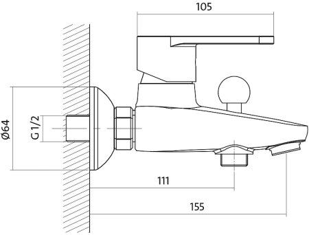 Смеситель для ванны Cersanit Cari 63026 Хром 
