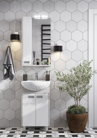 Зеркальный шкаф Aquaton Бекка PRO 50 1A214502BAC20 с подсветкой Белый Дуб сомерсет 