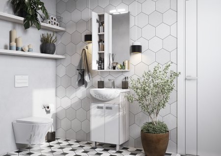 Зеркальный шкаф Aquaton Бекка PRO 50 1A214502BAC20 с подсветкой Белый Дуб сомерсет 