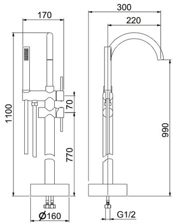 Смеситель для ванны Fiore Xenon 44NN5145 Черный 
