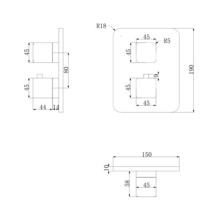 Смеситель Omnires Parma PM7436GR для ванны с душем графит, скрытого монтажа 