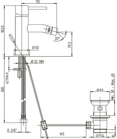 Смеситель для биде Paini Cox 78CR306 Хром 